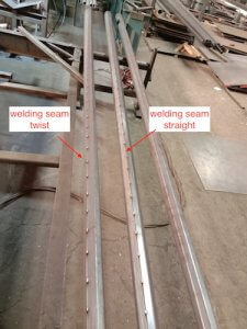 steel lighting post welding seam twist problem
